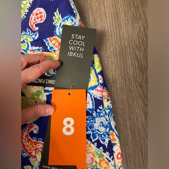 IBKUL Sharon Shorts 8 Paisley Navy Multi Pull On Golf NWT - Picture 7 of 12